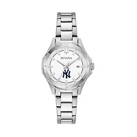 Women's Bulova Silver New York Yankees Stainless Steel Classic Sport Watch