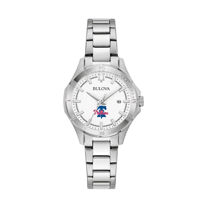 Women's Bulova Silver Philadelphia Phillies Stainless Steel Classic Sport Watch