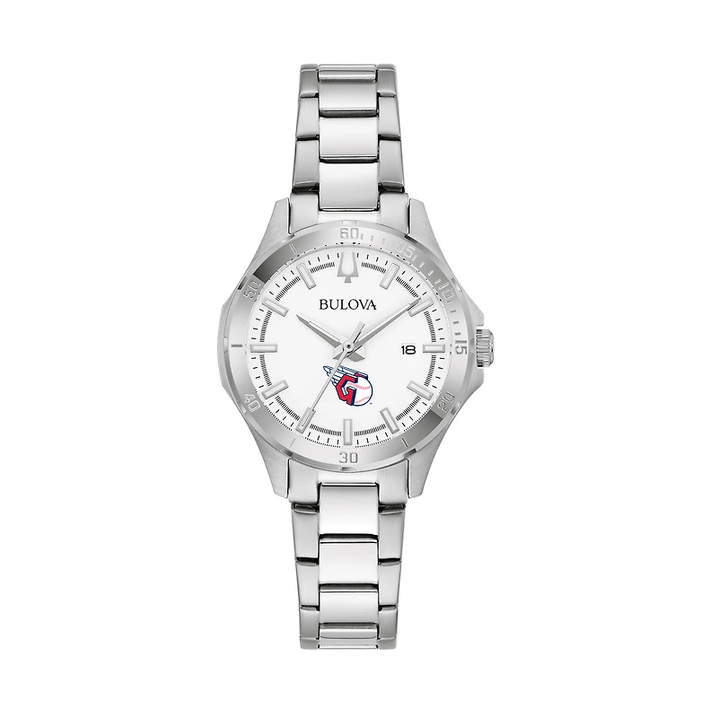 Women's Bulova Silver Cleveland Guardians Stainless Steel Classic Sport Watch