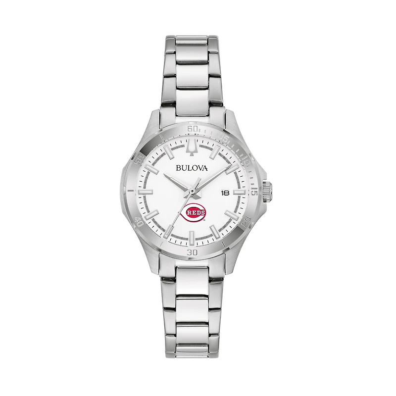 Women's Bulova Silver Cincinnati Reds Stainless Steel Classic Sport Watch