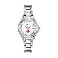 Women's Bulova Silver Cincinnati Reds Stainless Steel Classic Sport Watch