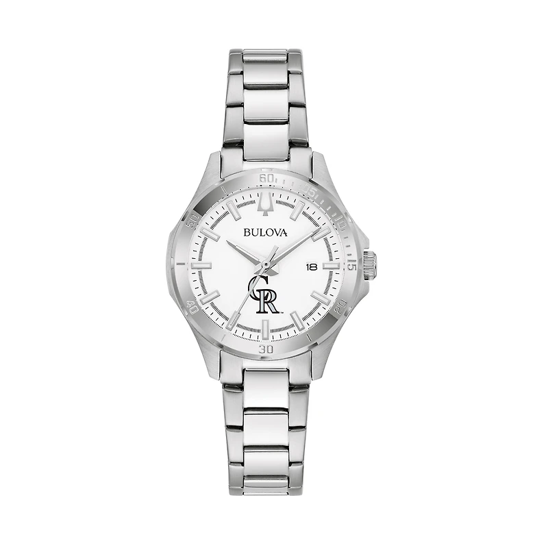 Women's Bulova Silver Colorado Rockies Stainless Steel Classic Sport Watch
