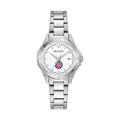 Women's Bulova Silver Chicago Cubs Stainless Steel Classic Sport Watch