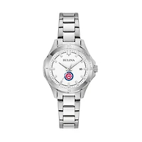 Women's Bulova Silver Chicago Cubs Stainless Steel Classic Sport Watch