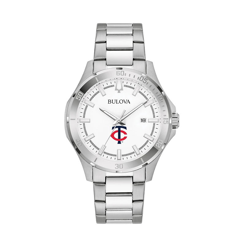 Men's Bulova Silver Minnesota Twins Stainless Steel Classic Sport Watch