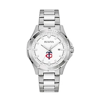 Men's Bulova Silver Minnesota Twins Stainless Steel Classic Sport Watch