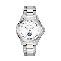 Men's Bulova Silver New York Mets Stainless Steel Classic Sport Watch