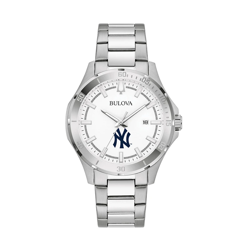 Men's Bulova Silver New York Yankees Stainless Steel Classic Sport Watch