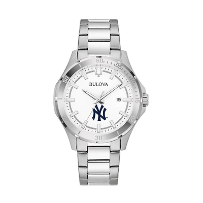 Men's Bulova Silver New York Yankees Stainless Steel Classic Sport Watch
