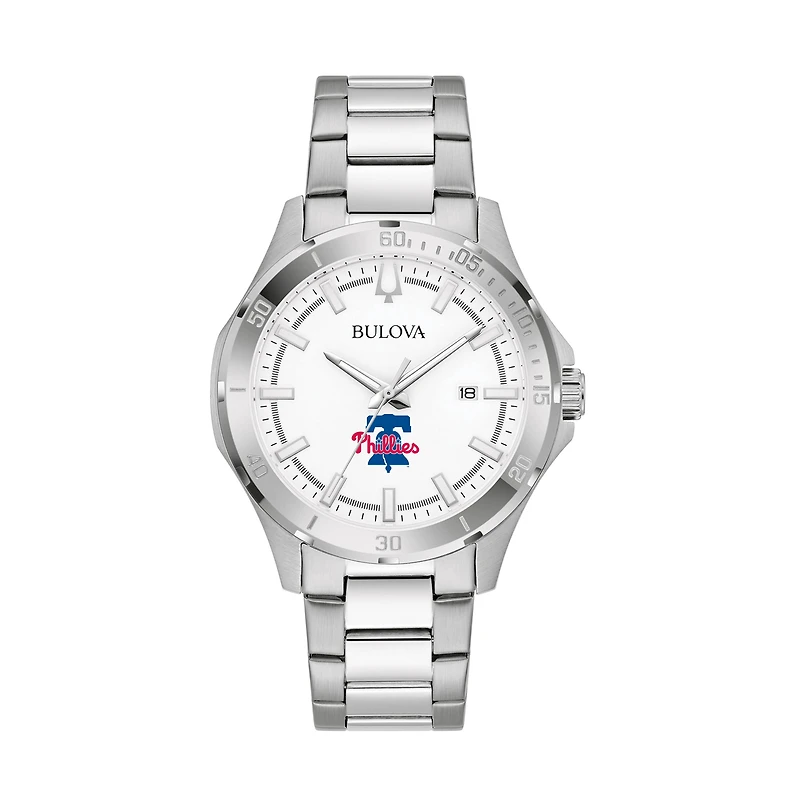 Men's Bulova Silver Philadelphia Phillies Stainless Steel Classic Sport Watch