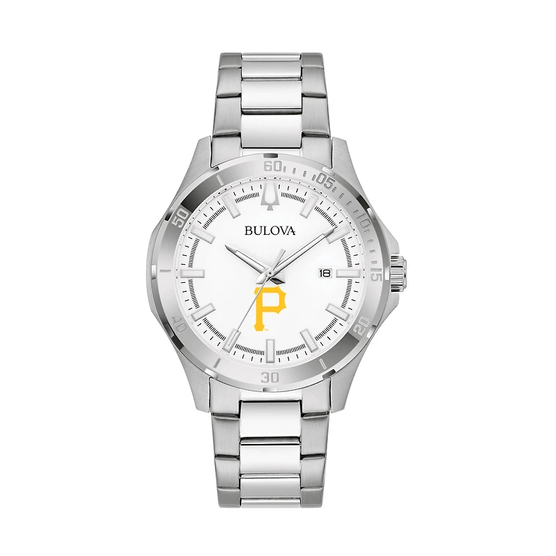 Men's Bulova Silver Pittsburgh Pirates Stainless Steel Classic Sport Watch