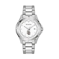 Men's Bulova Silver San Diego Padres Stainless Steel Classic Sport Watch