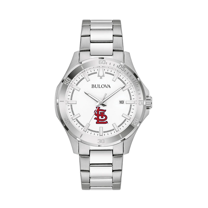 Men's Bulova Silver St. Louis Cardinals Stainless Steel Classic Sport Watch