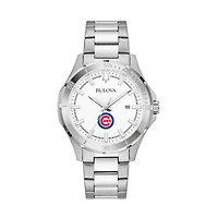 Men's Bulova Silver Chicago Cubs Stainless Steel Classic Sport Watch