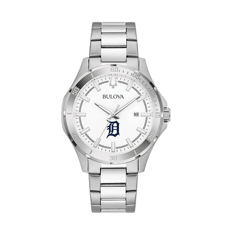 Men's Bulova Silver Detroit Tigers Stainless Steel Classic Sport Watch