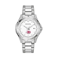 Men's Bulova Silver Cincinnati Reds Stainless Steel Classic Sport Watch
