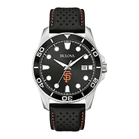 Men's Bulova Black San Francisco Giants Sport Leather Strap Watch