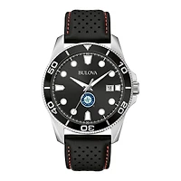 Men's Bulova Black Seattle Mariners Sport Leather Strap Watch