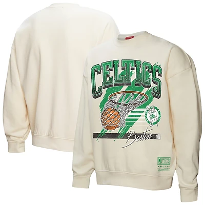 Women's Mitchell & Ness Cream Boston Celtics Brush Bucket Pullover Sweatshirt