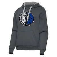 Women's Antigua Charcoal Dallas Mavericks Victory Pullover Hoodie