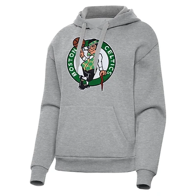 Women's Antigua Heather Gray Boston Celtics Victory Pullover Hoodie