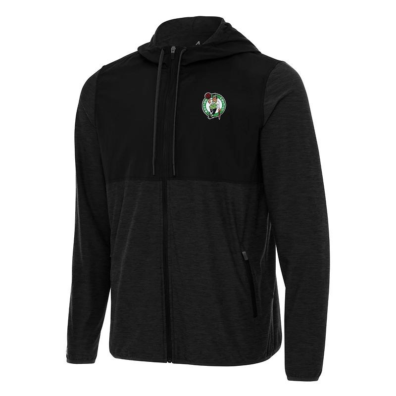 Men's Antigua Black Boston Celtics Sway Full-Zip Hoodie Jacket