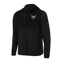 Men's Antigua Black Charlotte Hornets Sway Full-Zip Hoodie Jacket