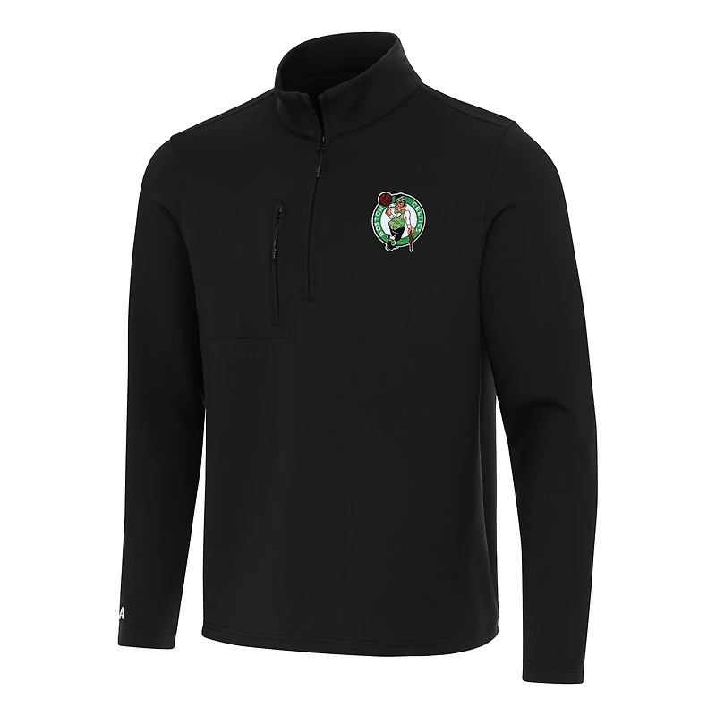 Men's Antigua Black Boston Celtics Insider Quarter-Zip Top