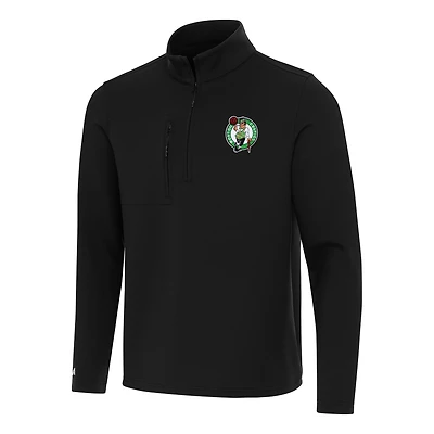 Men's Antigua Black Boston Celtics Insider Quarter-Zip Top