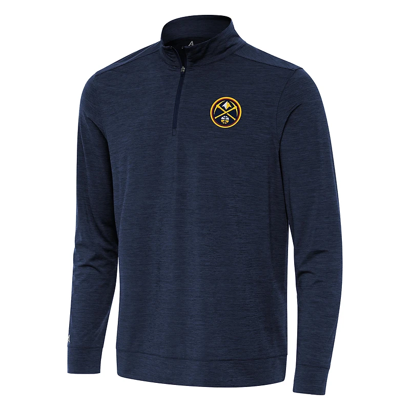 Men's Antigua Heather Navy Denver Nuggets Bright Quarter-Zip Top