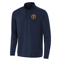 Men's Antigua Heather Navy Denver Nuggets Bright Quarter-Zip Top