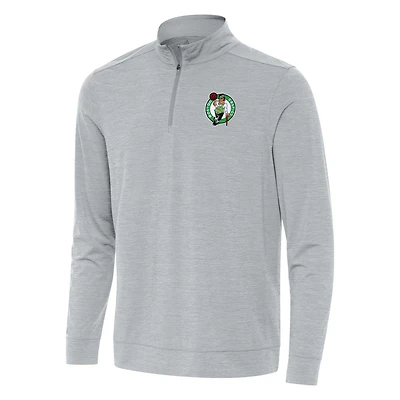 Men's Antigua Heather Gray Boston Celtics Bright Quarter-Zip Top