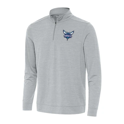 Men's Antigua Heather Gray Charlotte Hornets Bright Quarter-Zip Top