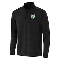 Men's Antigua Heather Black Boston Celtics Bright Quarter-Zip Top