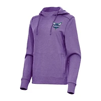 Women's Antigua Heather Purple Charlotte Hornets Justice Pullover Hoodie