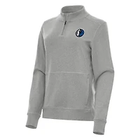 Women's Antigua Heather Gray Dallas Mavericks Crush Quarter-Zip Fleece Sweatshirt
