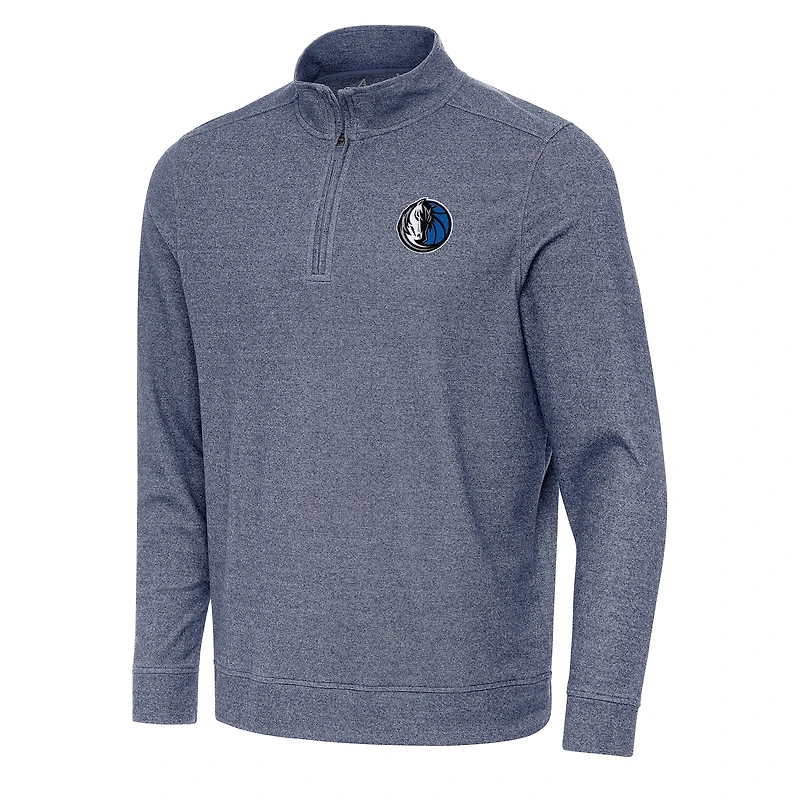Men's Antigua Heather Navy Dallas Mavericks Subtle Quarter-Zip Sweatshirt