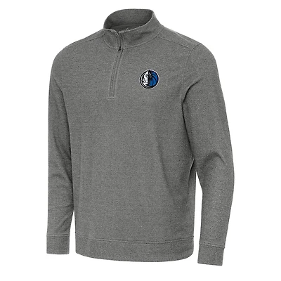 Men's Antigua Heather Black Dallas Mavericks Subtle Quarter-Zip Sweatshirt