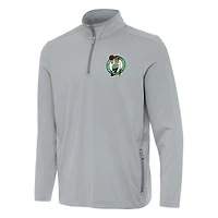 Men's Antigua  Gray Boston Celtics Perilous Quarter-Zip Sweatshirt