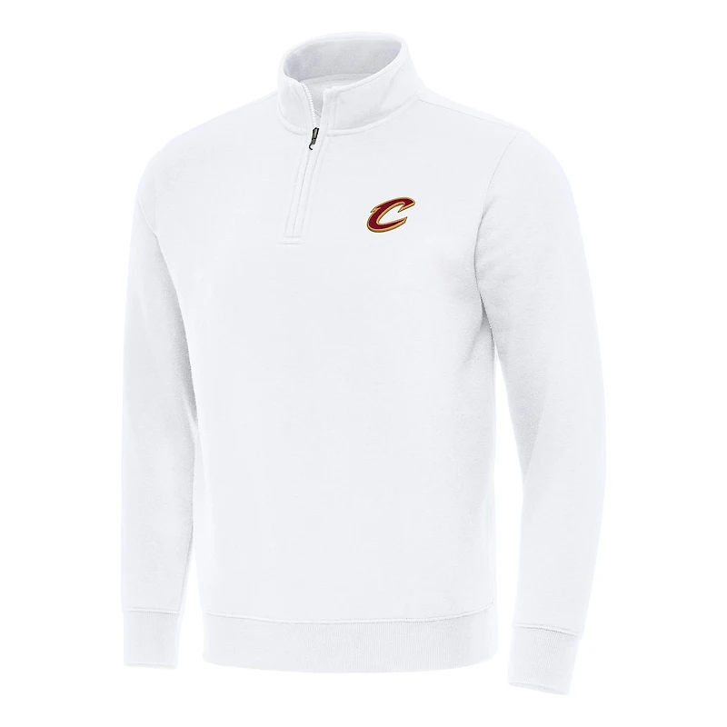 Men's Antigua White Cleveland Cavaliers Victory Quarter-Zip Mock Sweatshirt