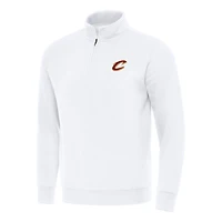 Men's Antigua  White Cleveland Cavaliers Victory Quarter-Zip Mock Sweatshirt