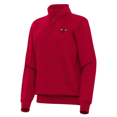 Women's Antigua Red Chicago Bulls Victory Quarter-Zip Sweatshirt
