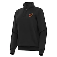 Women's Antigua Black Cleveland Cavaliers Victory Quarter-Zip Sweatshirt