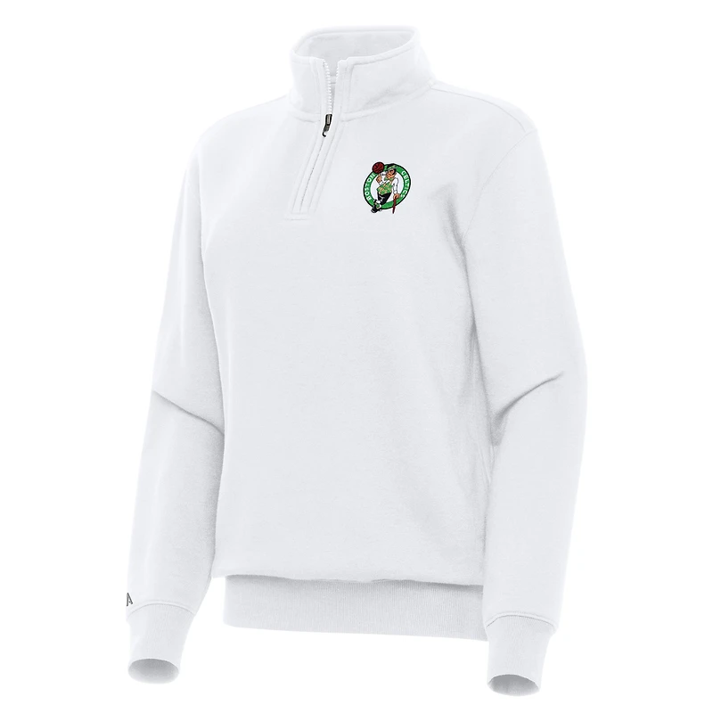 Women's Antigua White Boston Celtics Victory Quarter-Zip Sweatshirt