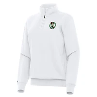Women's Antigua White Boston Celtics Victory Quarter-Zip Sweatshirt