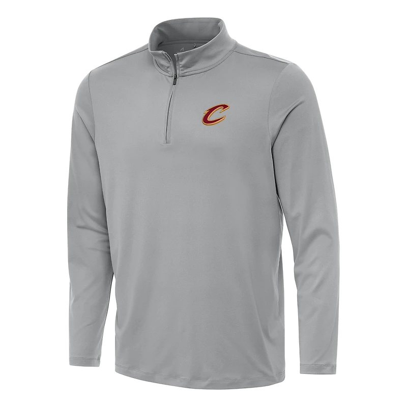 Men's Antigua Gray Cleveland Cavaliers Reprocess Quarter-Zip Top