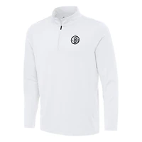 Men's Antigua White Brooklyn Nets Reprocess Quarter-Zip Top