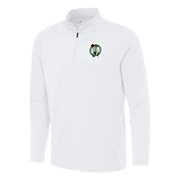 Men's Antigua White Boston Celtics Reprocess Quarter-Zip Top