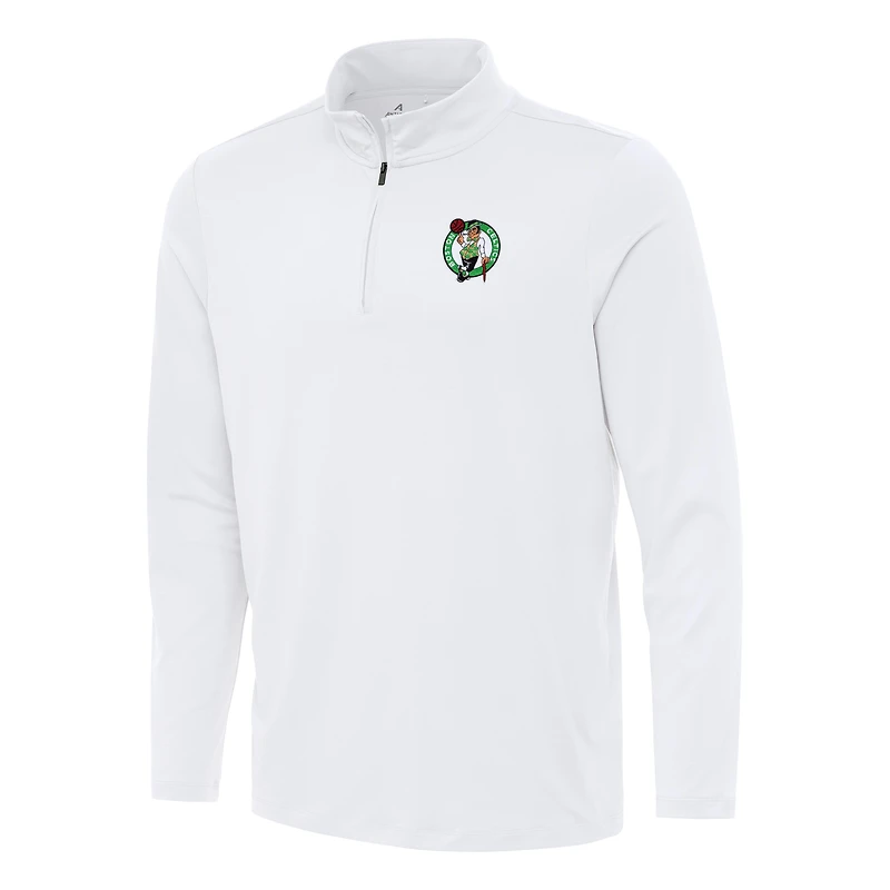 Men's Antigua White Boston Celtics Reprocess Quarter-Zip Top