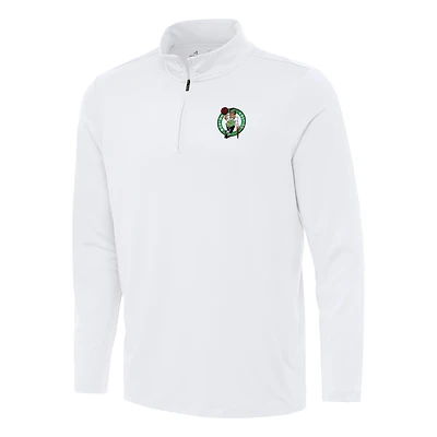 Men's Antigua White Boston Celtics Reprocess Quarter-Zip Top